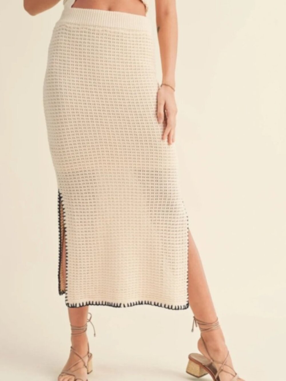 Miou‎ Muse Crochet Knitted Midi Skirt